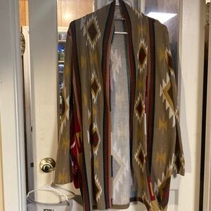 Tribal Print Open Front Cardigan